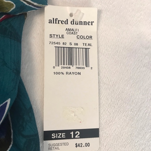 Alfred Dunner Short Sleeve’s Shirt Womens Sz 12 Color Green Floral Collared Neck - Picture 7 of 15